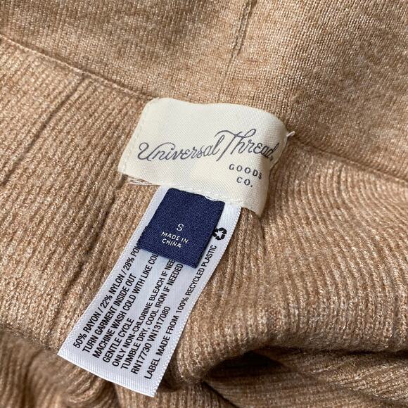 Universal Thread Ribbed Knit Wide Leg Pants Cropped Brown Small Lounge Casual - Picture 4 of 6